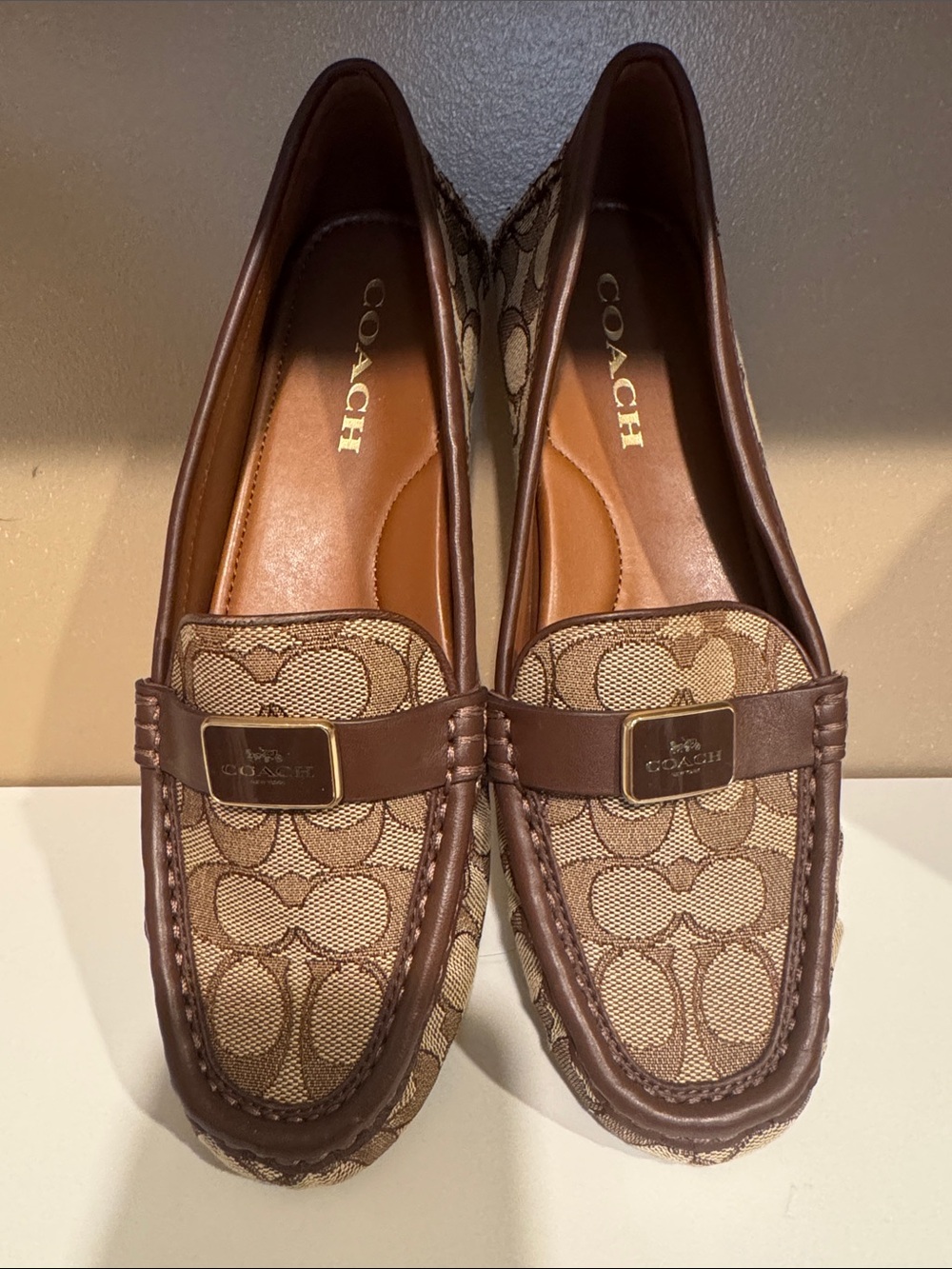 Coach Brown Signature Canvas & Leather Loafers